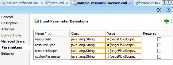 Resource Viewer Input Parameters